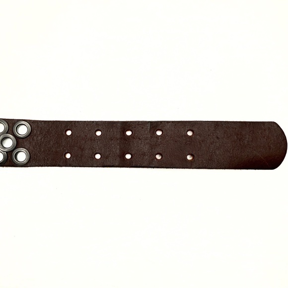 J Crew Brown Leather Grommet Nickel Hardware Belt Womens SZ S Edgy Punk Grunge - Picture 9 of 12